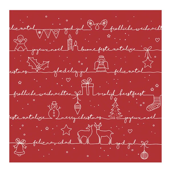 Ambiente Serviett 33x33 cm 20 stk Written Christmas Wishes