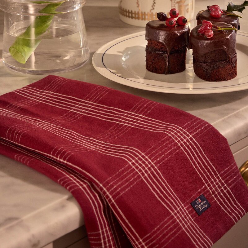 Lexington Kjøkkenhåndkle lin/bomull 50x70 cm rutete rød/hvit