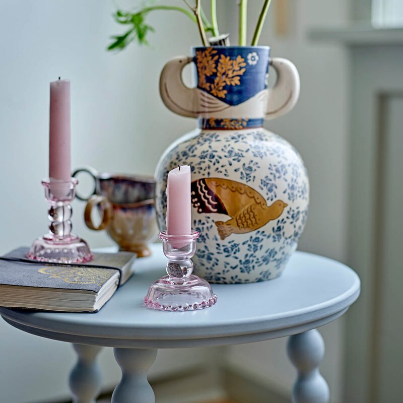 Bloomingville Delphia lysestake i glass 3 stk rosa