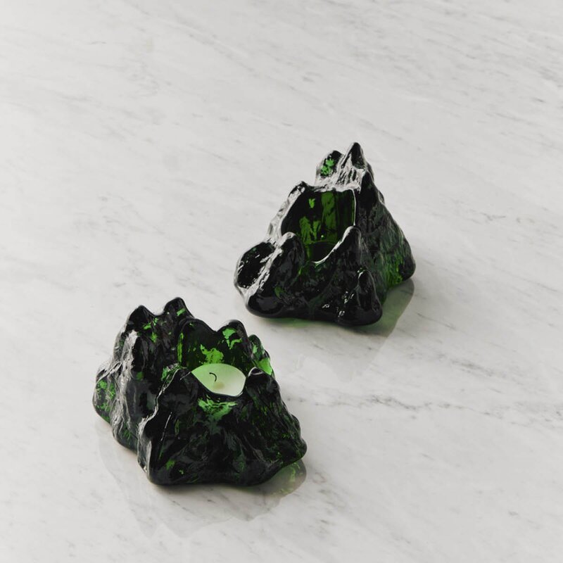 Kosta Boda The Rock lyslykt 9 cm grønn