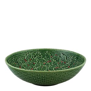Bordallo Pinheiro Holly skål 35,5 cm misteltein grønn