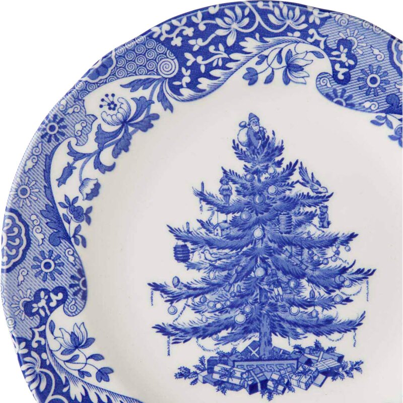 Spode Blue Italian Christmas Tree tallerken 20 cm blå/hvit