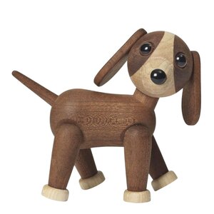 Spring Copenhagen Twix Hund trefigur 11 cm mahogni