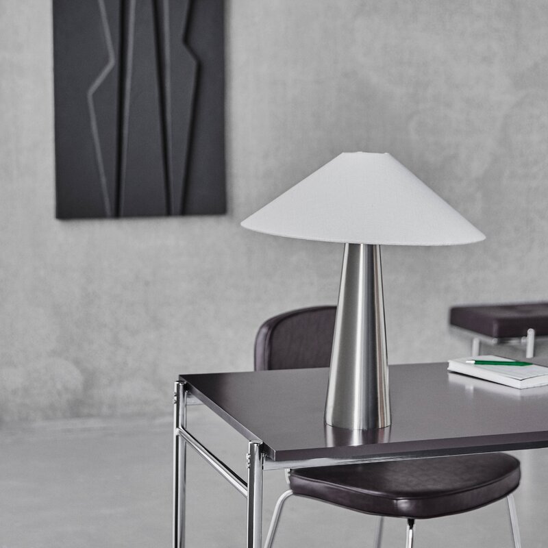 House Doctor Soffi bordlampe 48 cm børstet sølvfinish/offwhite