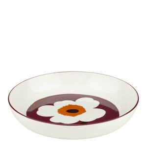 Marimekko Unikko asjett 20,5 cm hvit/burgunder/rød