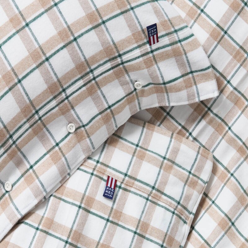 Lexington Sengesett flanell 140x220 cm rutete grønn/beige/hvit