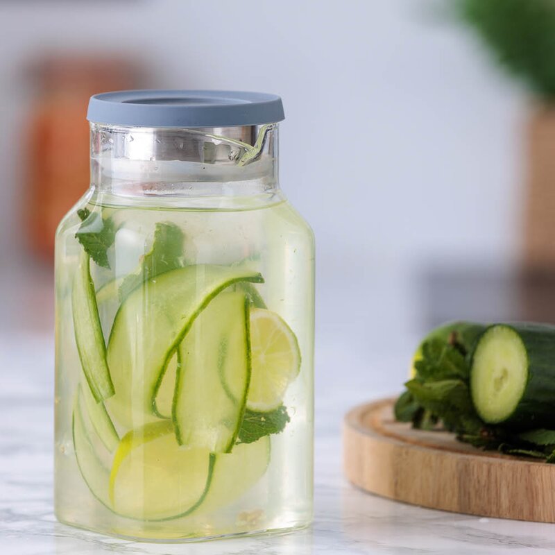 Kilner Fresh juicekanne firkantet 1,2L klar/grå