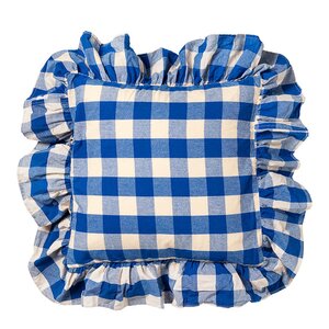 Midnatt Bell putetrekk med volang 50x50 cm klarblå