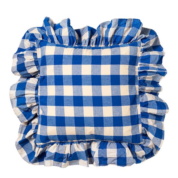 Midnatt Bell putetrekk med volang 50x50 cm klarblå