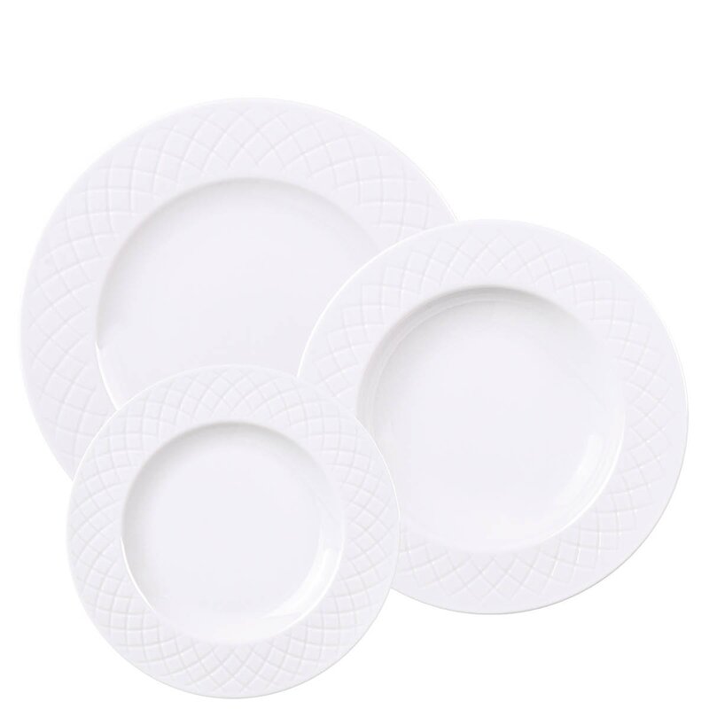 Tramontina Ingrid tallerkensett 12 deler tre størrelser hvit