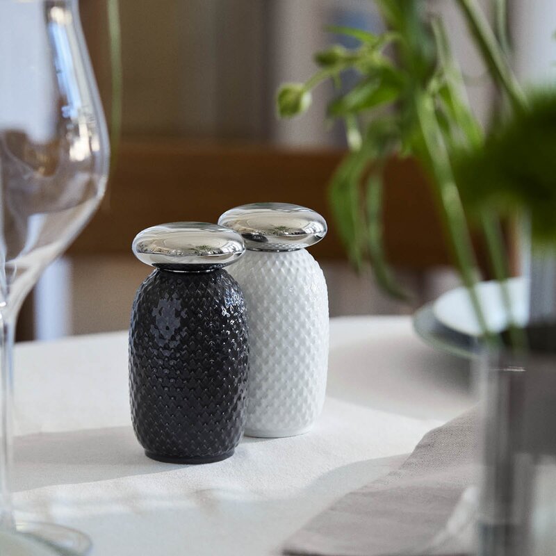 Lyngby Porcelæn Rhombe Salt- og peppersett 13 cm white/slate