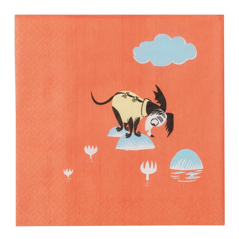MoominArabia Mummi serviett 33x33 cm 20 stk Under paraplyen korallrød
