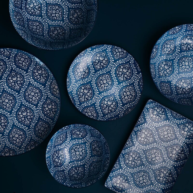 Stiernholm Sakura dyp tallerken 20 cm 80 cl blå/hvit