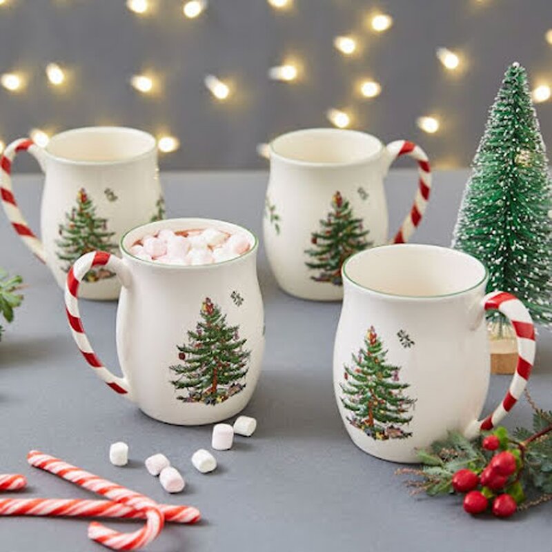 Spode Kopp Christmas Tree 40 cl 4 stk peppermint