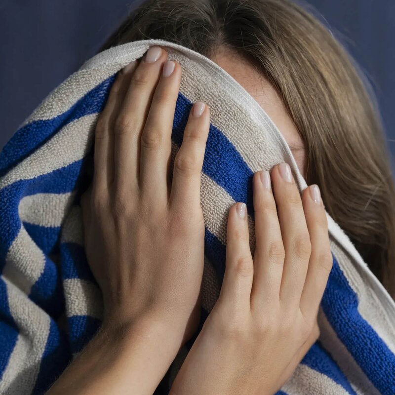 Blomus Arto håndhåndkle 100x50 cm beige/blå brede striper