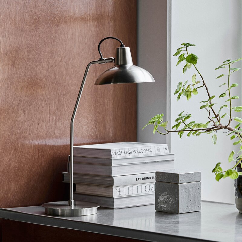 House Doctor Desk bordlampe 50 cm børstet sølvfinish