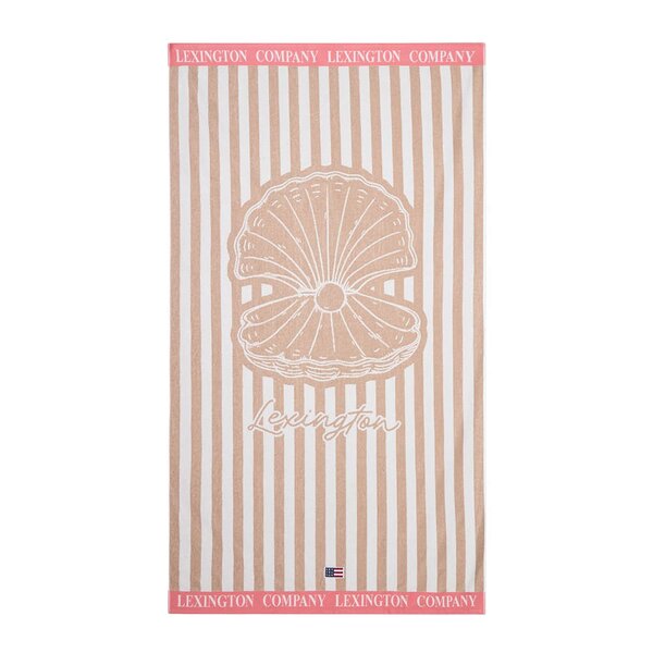 Lexington Strandhåndkle 180x100 cm velur/frotté beige/hvit/rosa