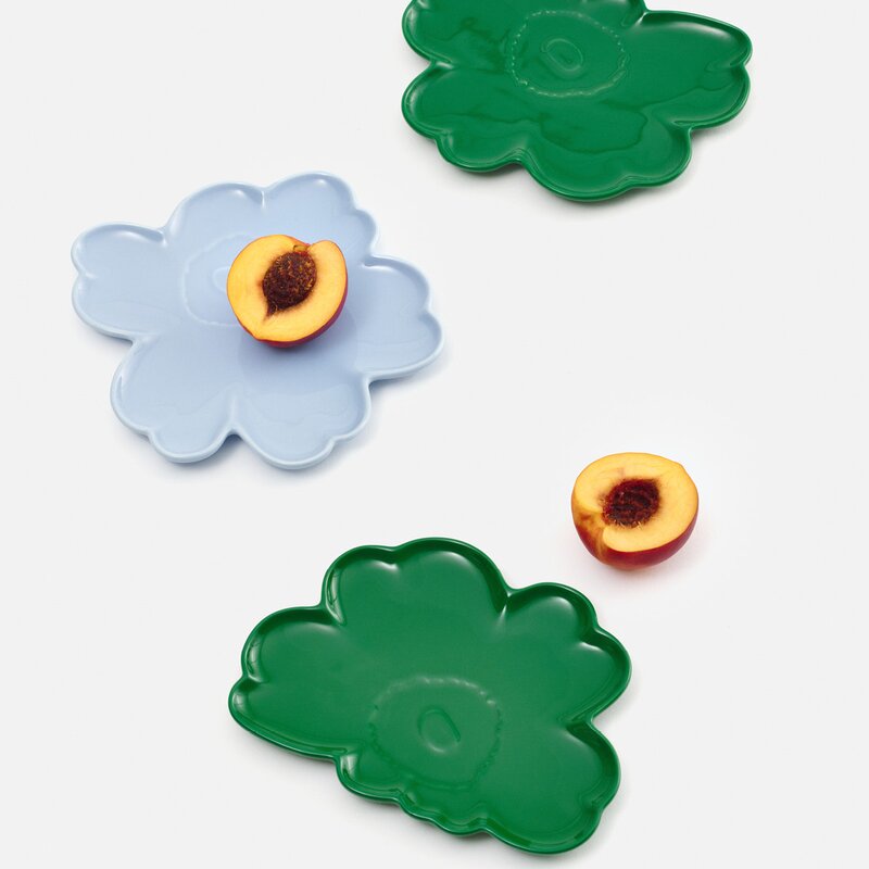 Marimekko Unikko asjett 20 cm blomsterform blå