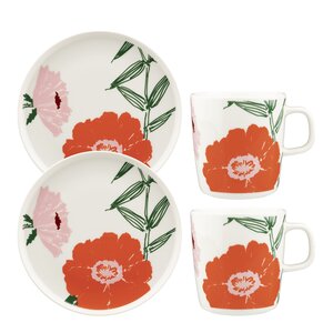 Marimekko Puutarhakutsut frokostsett 4 deler hvit/grønn/oransje