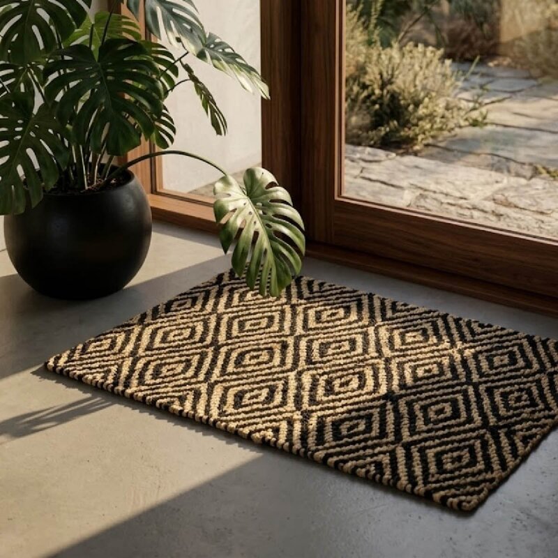 Deco Nord Gåsöga dørmatte 60x90 cm Nature/Black beauty