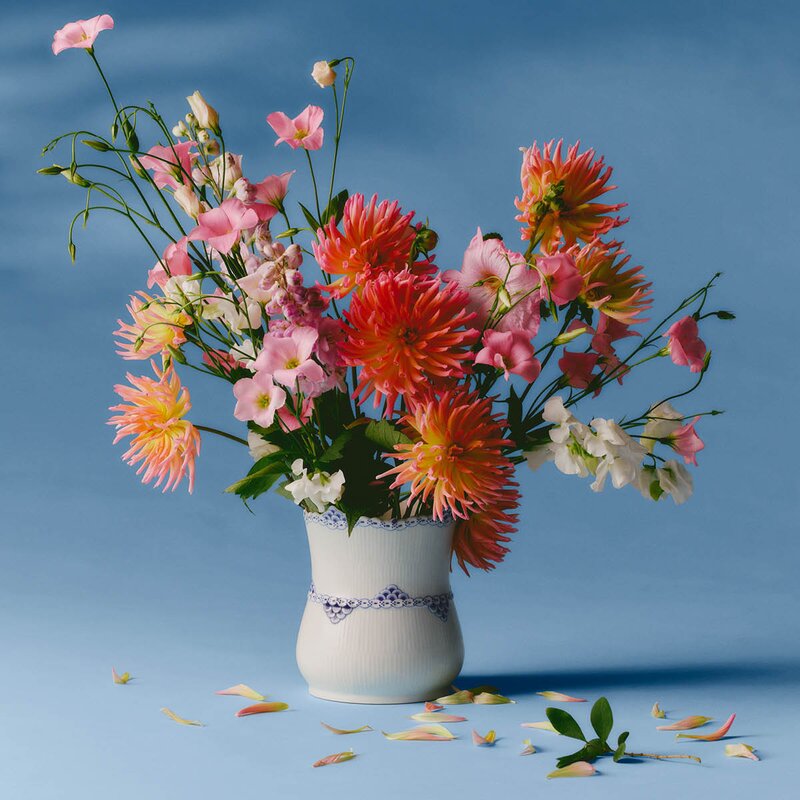 Royal Copenhagen Princess vintage vase 17 cm blå/hvit