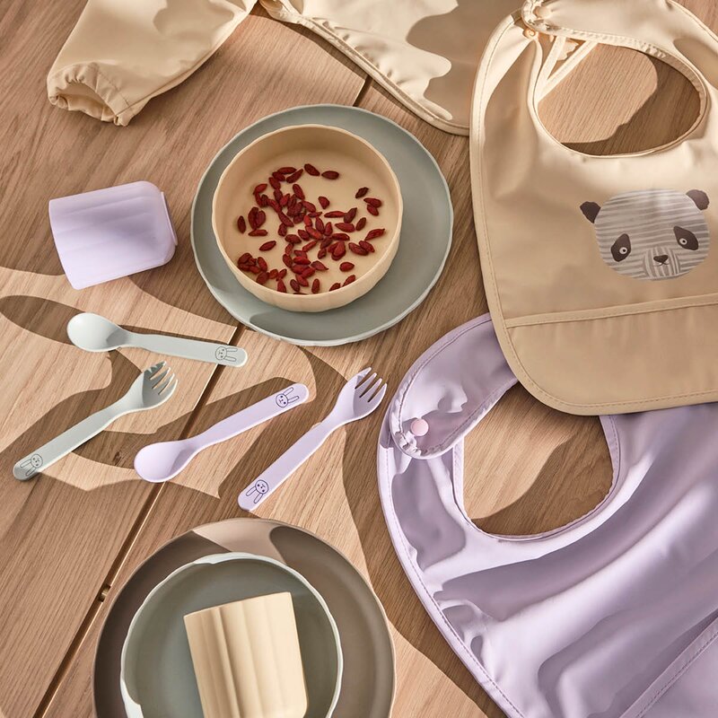 OYOY Lun Lun panda smekke 34x27 cm 2 stk Vanilla/Lavender