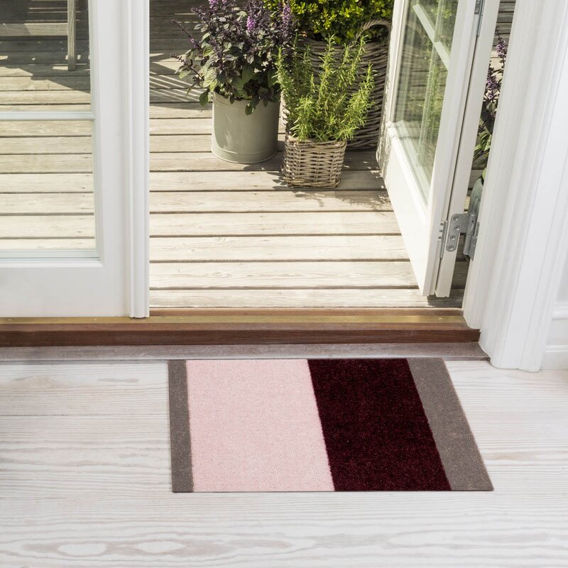 Tica Copenhagen Stripes horisontal gulvmatte 40x60 cm bordeaux/rose/sand