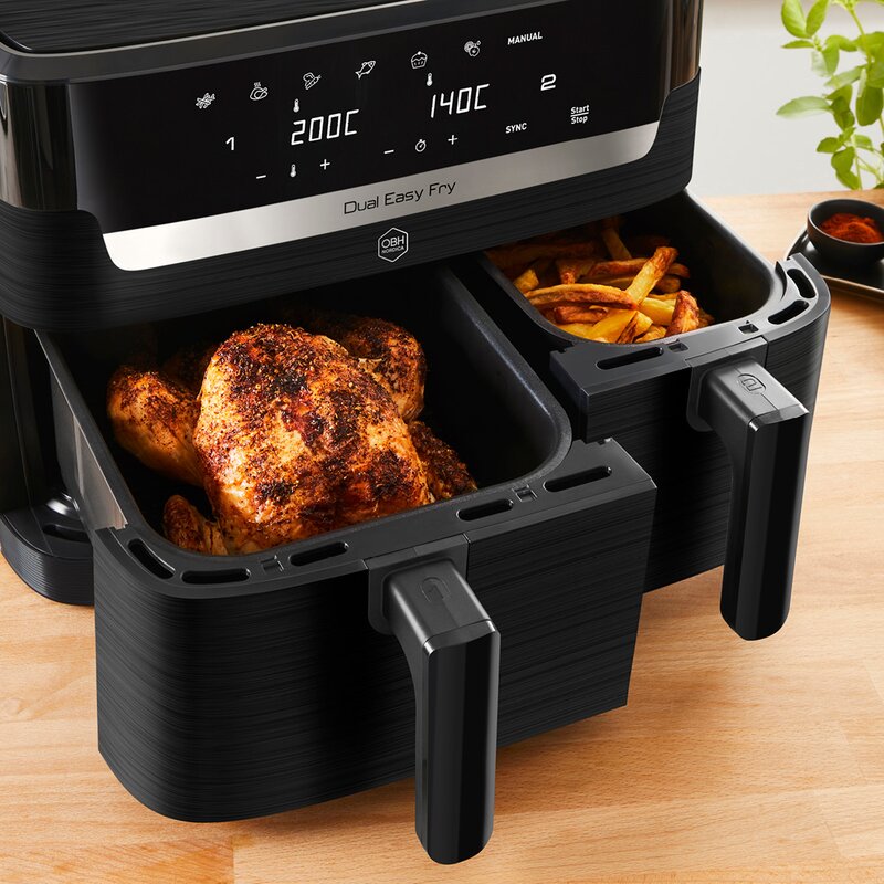 OBH Nordica Dual Easy Fry airfryer 3,1L+5L svart