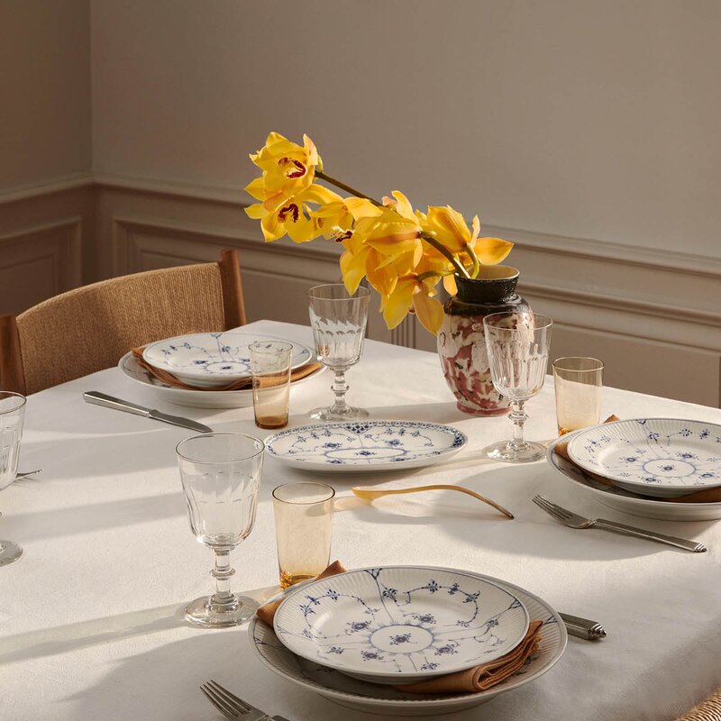 Royal Copenhagen Musselmalt Riflet flat tallerken 27 cm