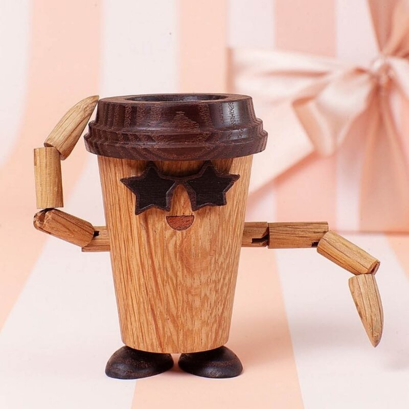 Spring Copenhagen Woodies Esther Espresso To Go Coffee trefigur 8,5 cm eik