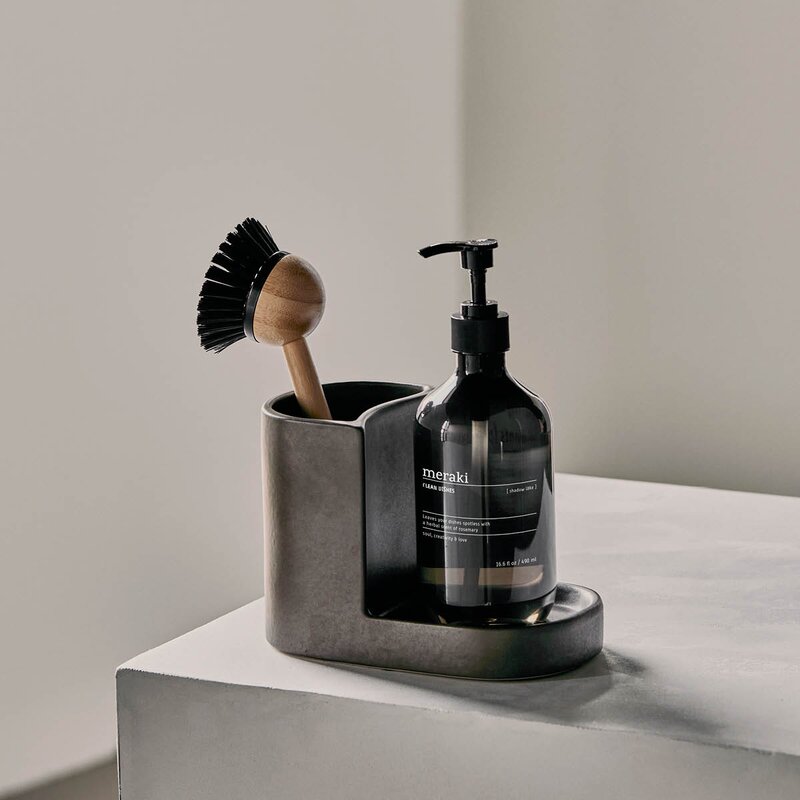 Meraki Datura børste- og såpeholder 18x13 cm mørk grå
