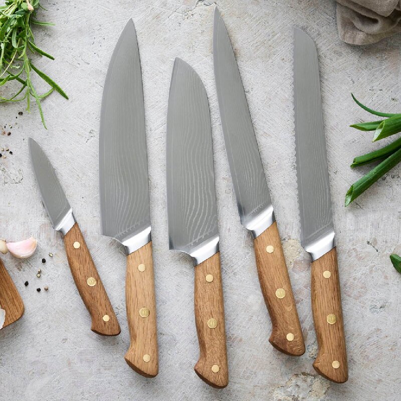 Pillivuyt Gourmet Douron tranchérkniv 33 cm damaskusstål/eik