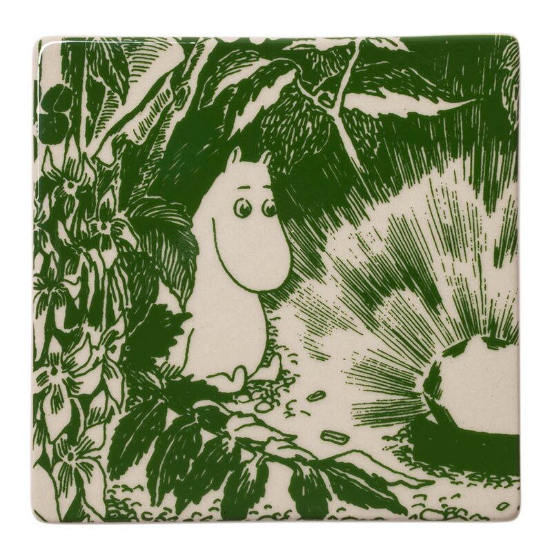 MoominArabia Mummi glassbrikke 10x10 cm 2 stk mystisk skog grønn