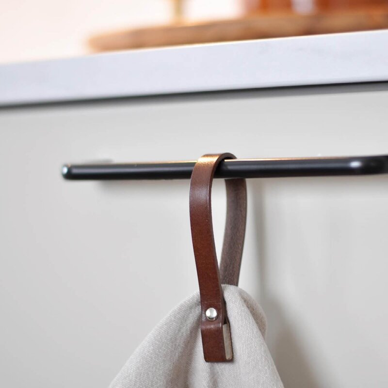 Nordan Home Magnetisk håndkleholder i skinn 8x1 cm 2 stk mørk brun