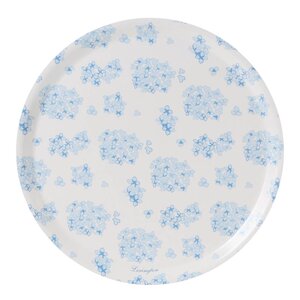 Lexington Rund brikke 38 cm hvit/blå blomstermønster 