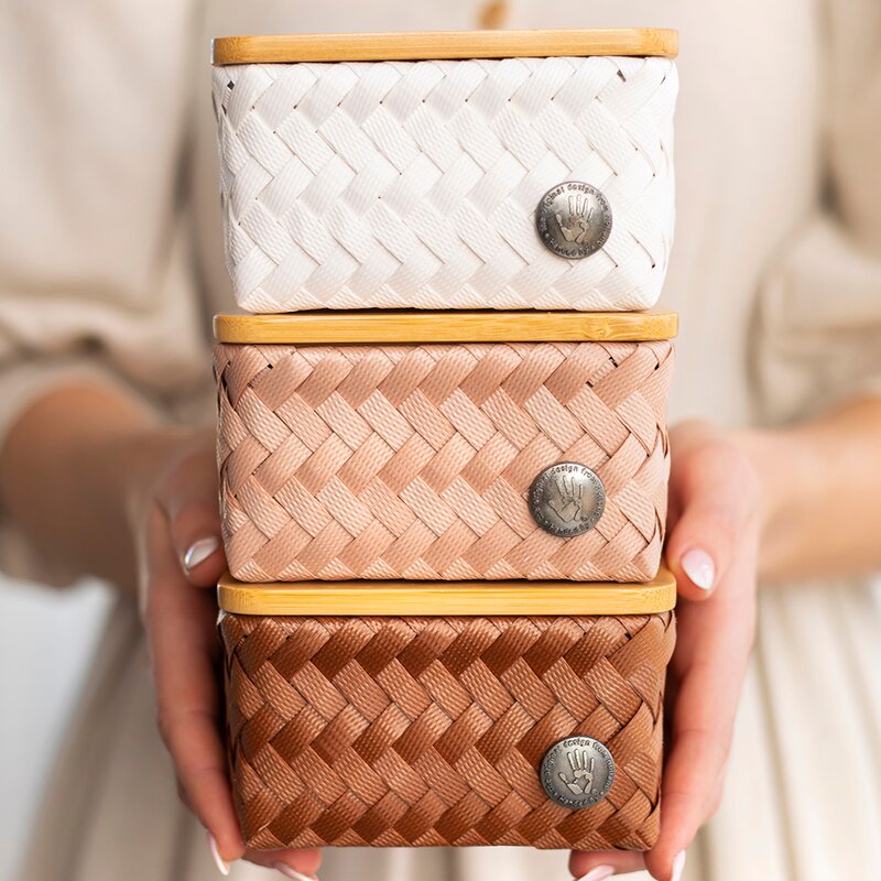 Handed By Top Fit Tiny oppbevaringskurv m/lokk 13x13x8 cm copper blush