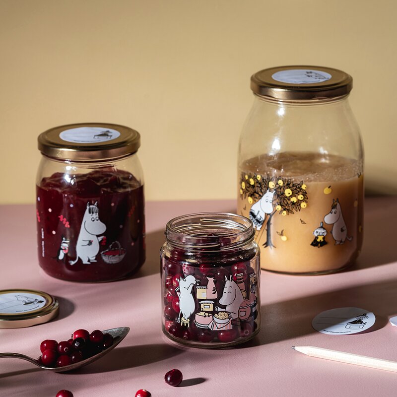 Muurla Mummi glasskrukke og 4 klistremerker 0,3L syltetøy