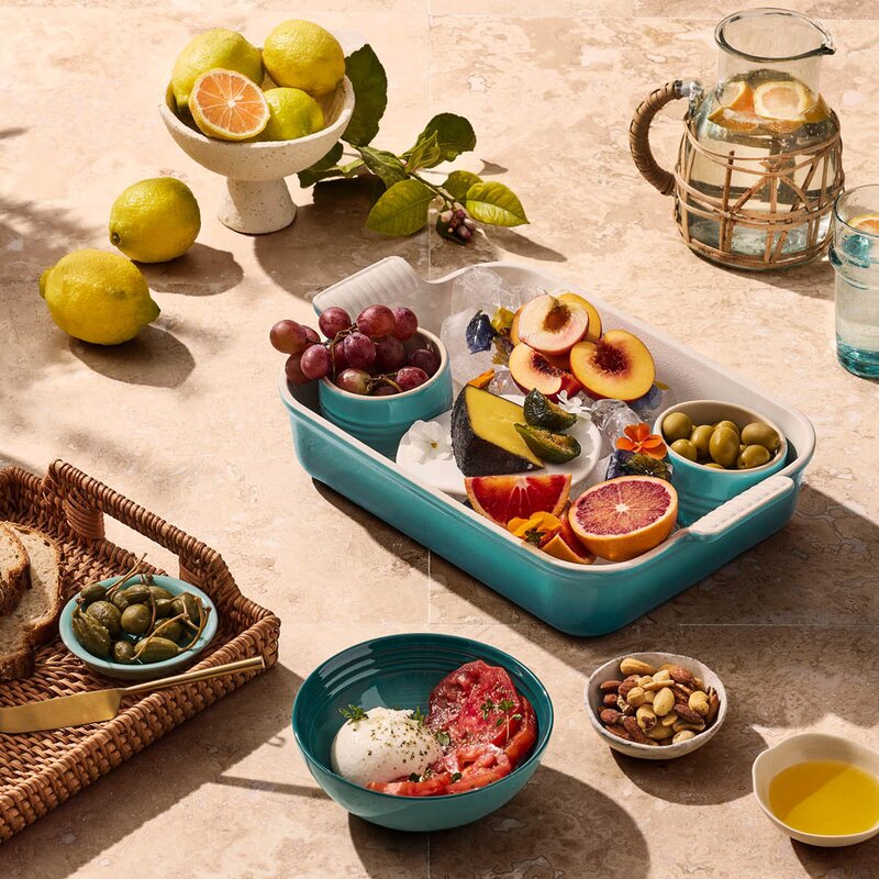 Le Creuset Heritage rektangulært ildfast form 32x24 cm Bleu Riviera