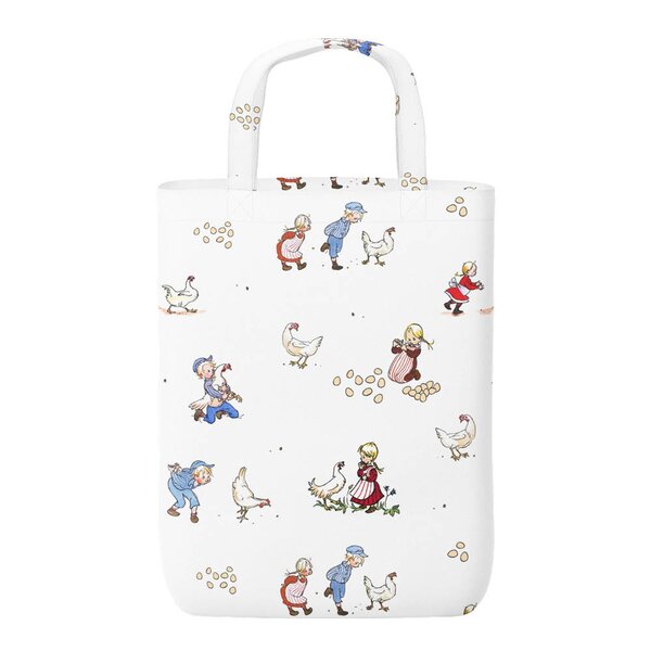 Arvidssons Textil Emil & Ida i hönsgården handlenett 17x20 cm offwhite