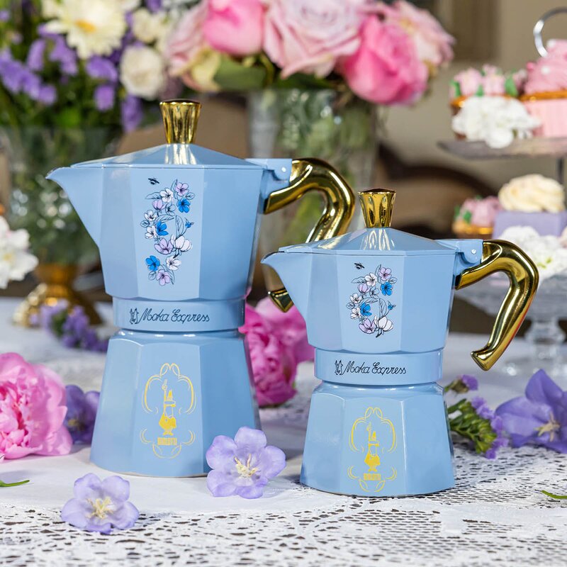 Bialetti Bridgerton Moka Express mokkakanne 6 kopper 27 cl blå/gull