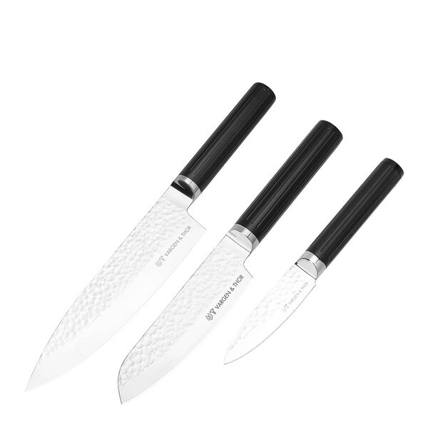Vargen & Thor Glima knivsett i stål 3 deler svart
