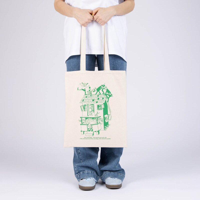 Nordicbuddies Pippi handlenett 38,5x42 cm Villa Villekulla beige