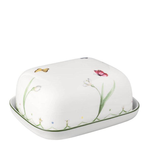 Villeroy & Boch Colourful Spring smørskål 15x12 cm hvit/grønn