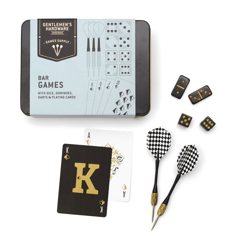 Gentlemen-s Hardware Barspill sett i etui svart/blå