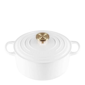 Le Creuset Signature støpejernsgryte rund 4,2L 24 cm white/gull/crucible knob