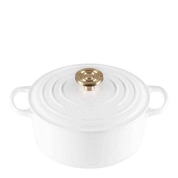 Le Creuset Signature støpejernsgryte rund 4,2L 24 cm white/gull/crucible knob