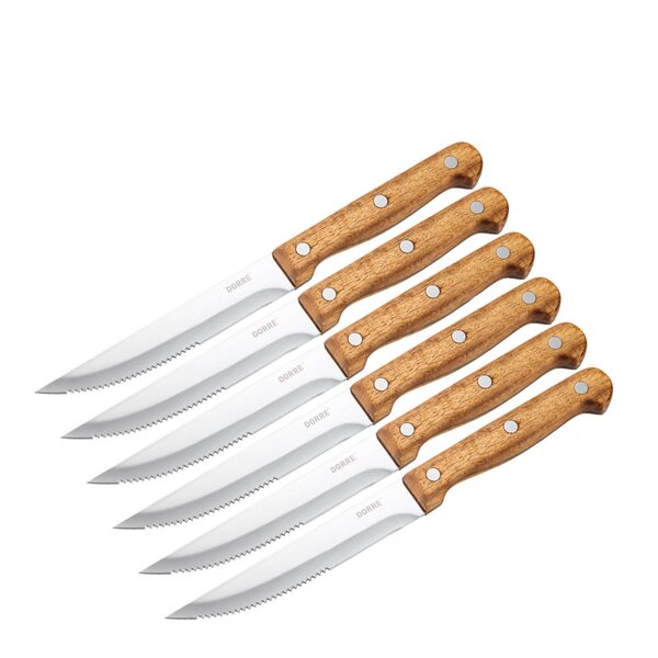 Dorre BBQ biffkniv 22,5 cm 6 stk stål/akasie