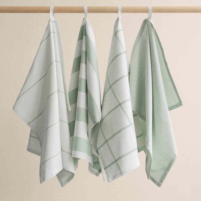 Blomus Taulo kjøkkenhåndkle 70x50 cm 2 stk hvit/grønn rutet