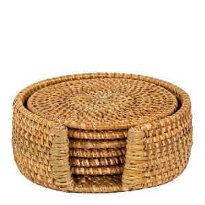 Ziczac Rattan glassbrikke 6 stk i stativ beige