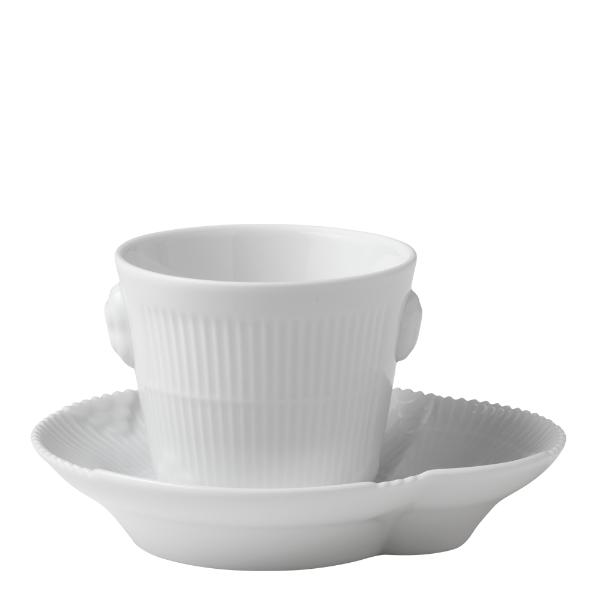 Royal Copenhagen White Elements espressokopp med fat 10 cl